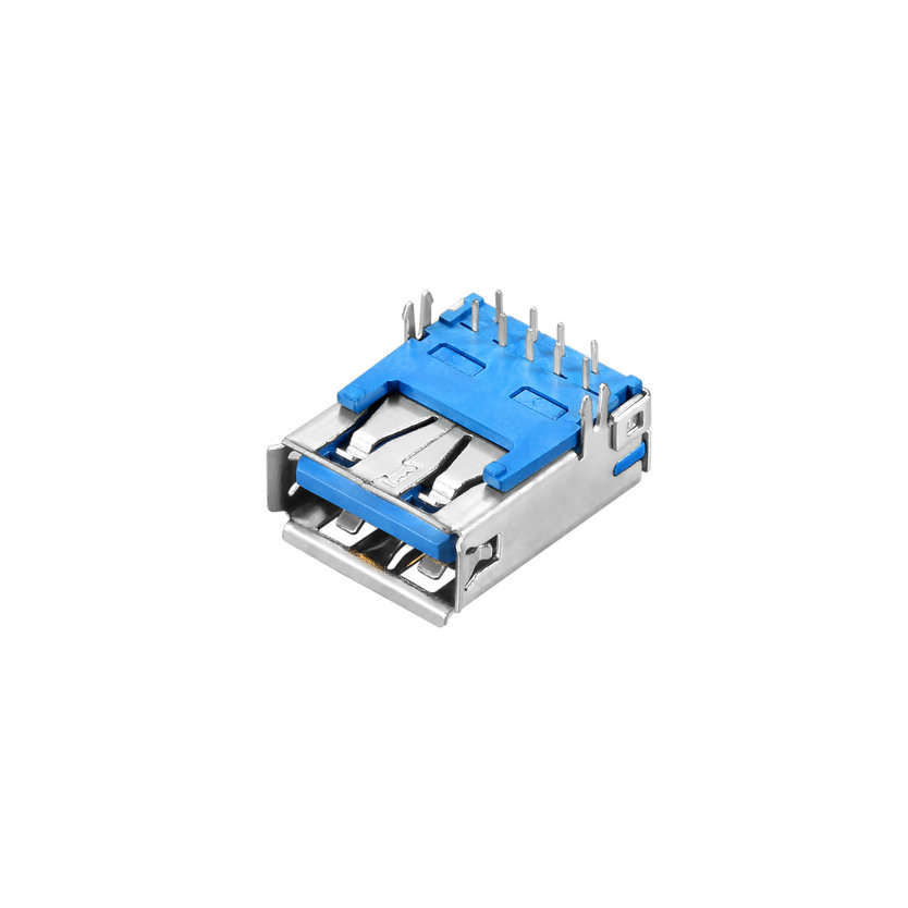 USB 3.0  , AType,Female,Right Angle Type°  DIP, Harpoon foot，No piping, I/O connector