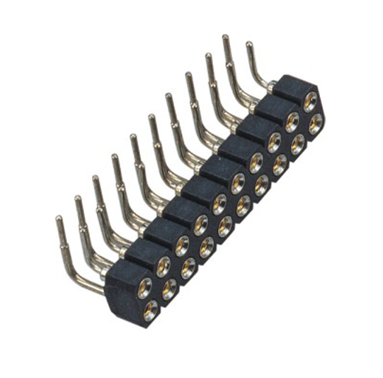 PH2.0mm Machined Female Header H=2.8 Double Row Right Angle Type 